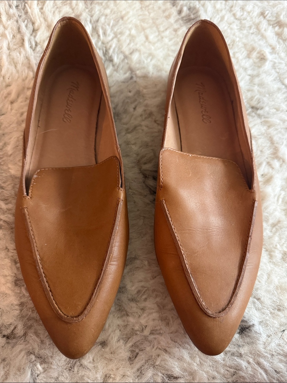 Madewell Cognac Pointed Leather Loafers